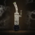 Bent-Neck Double Perc Bong with Black Base at Way~Up Smoke Houston
