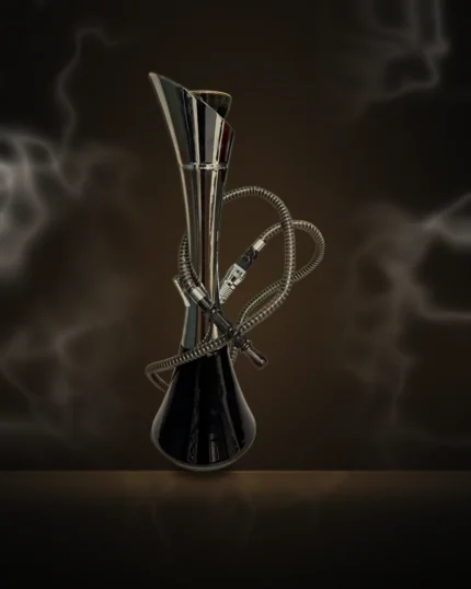 Black & Chrome Sculpted Modern Hookah at Way~Up Smoke Houston