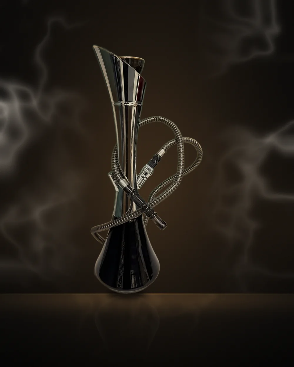 Black & Chrome Sculpted Modern Hookah Black & Chrome Sculpted Modern Hookah at Way~Up Smoke Houston