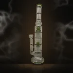 Green Accent Double Tree Perc Bong at Way~Up Smoke Houston
