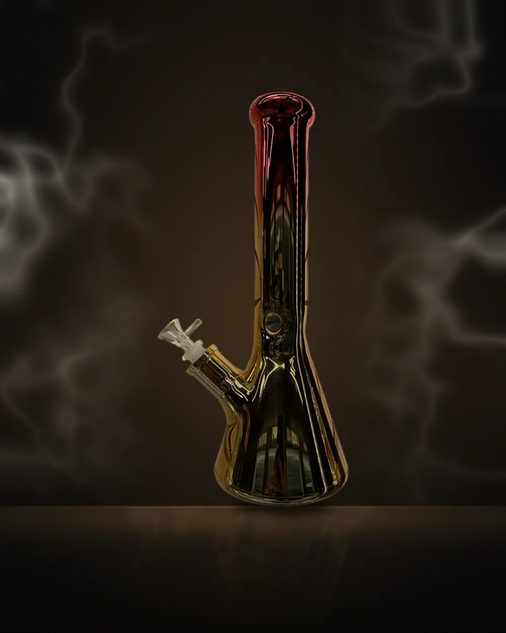 Metallic Red & Gold Beaker Bong Metallic Red & Gold Beaker Bong at Way~Up Smoke Houston