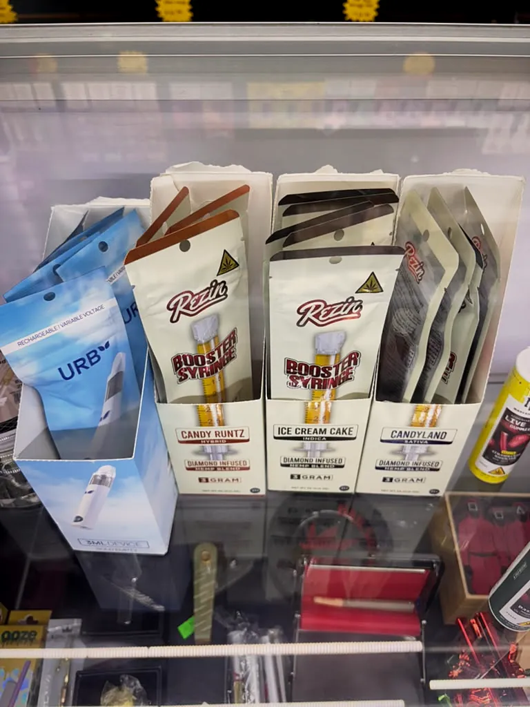 Pre-roll display boxes in a glass case