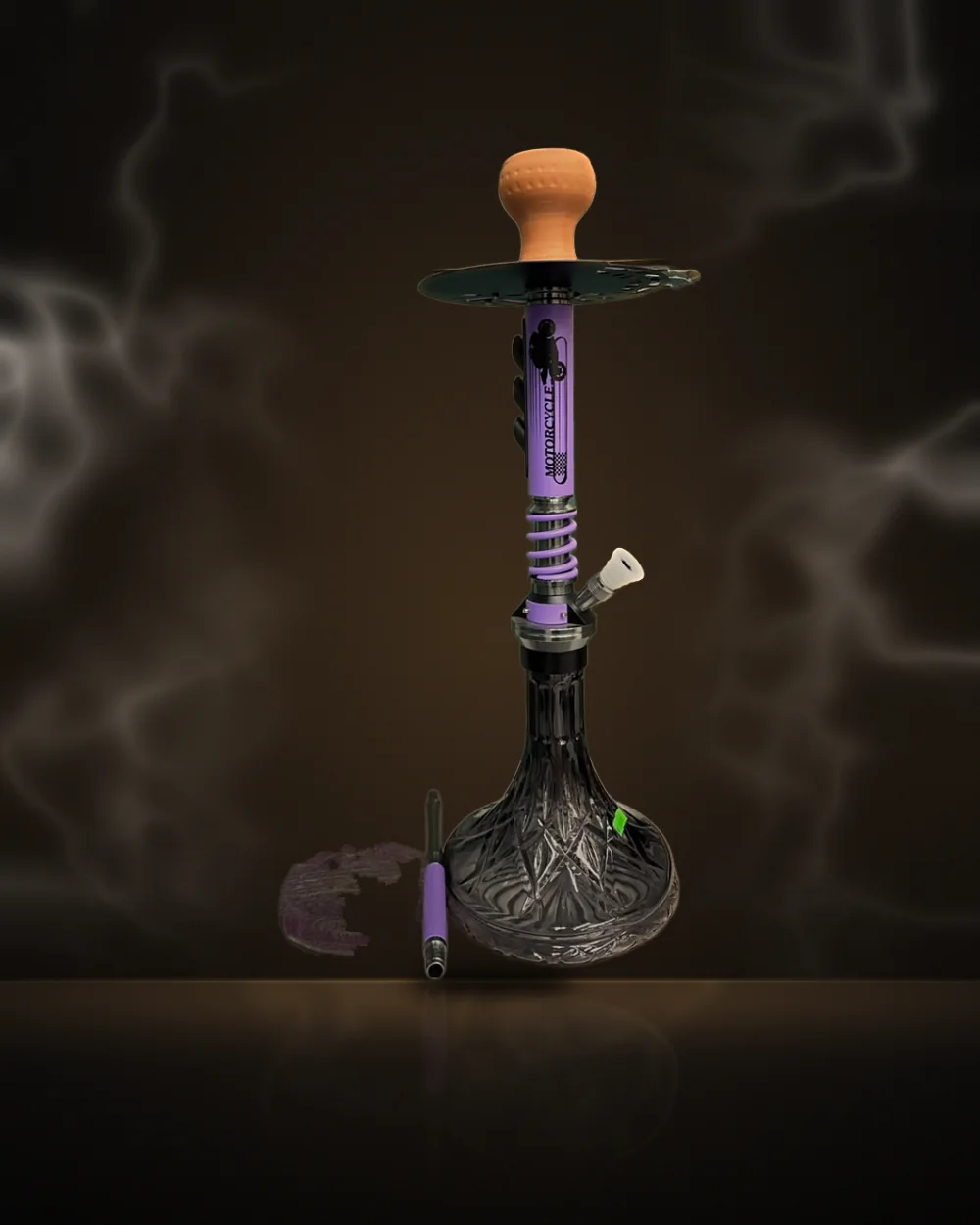 Purple Motorcycle Stem Hookah with Crystal Base Purple Motorcycle Stem Hookah with Crystal Base at Way~Up Smoke Houston