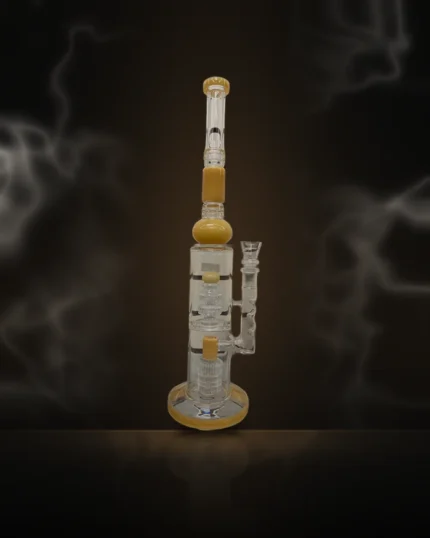 Tall Amber Triple Perc Bong at Way~Up Smoke Houston