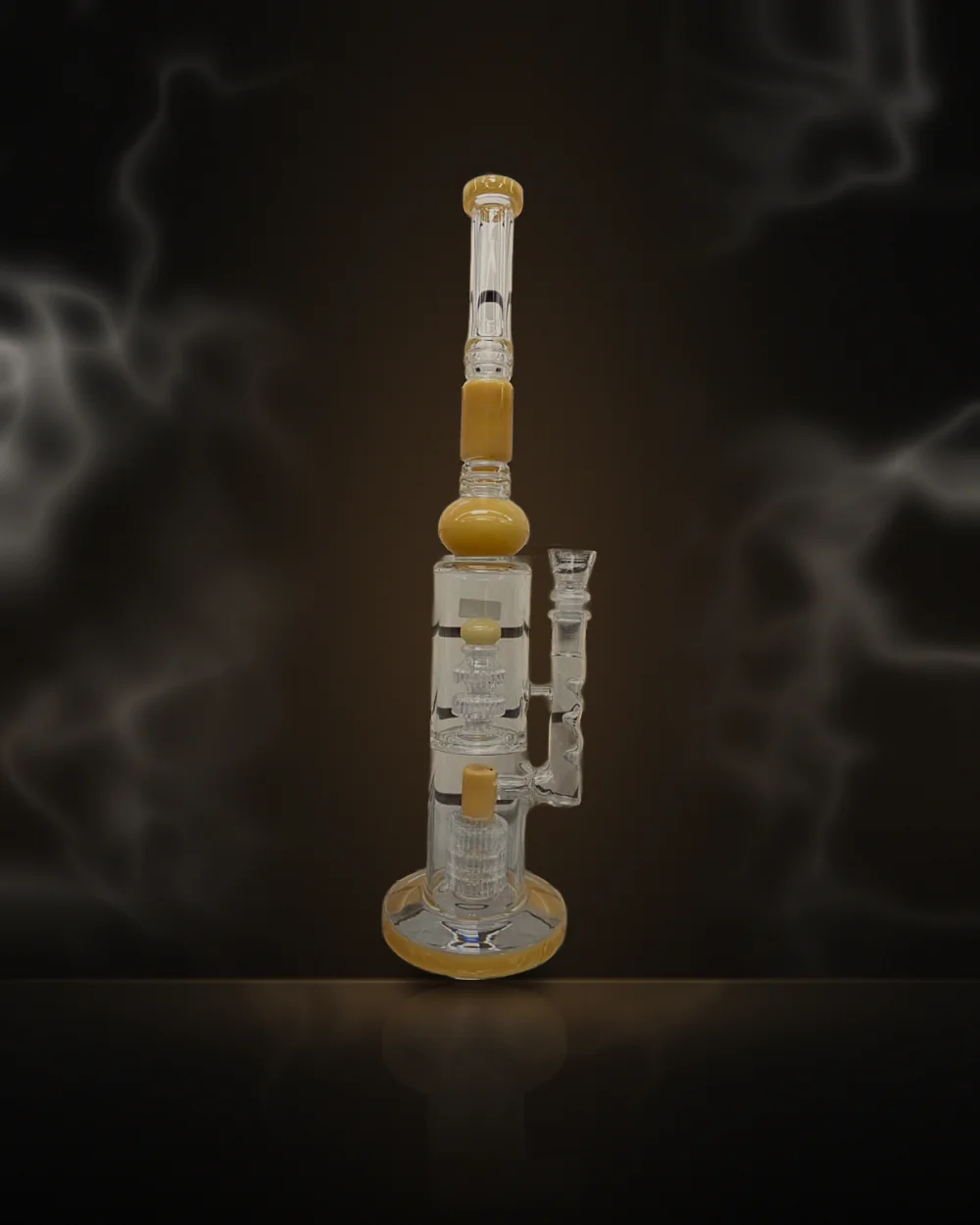 Tall Amber Triple Perc Bong Tall Amber Triple Perc Bong at Way~Up Smoke Houston