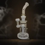 White Accent Bent-Neck Perc Bong at Way~Up Smoke Houston