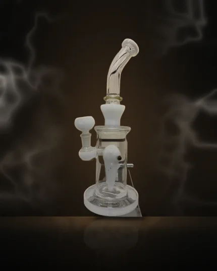 White Accent Bent-Neck Perc Bong at Way~Up Smoke Houston