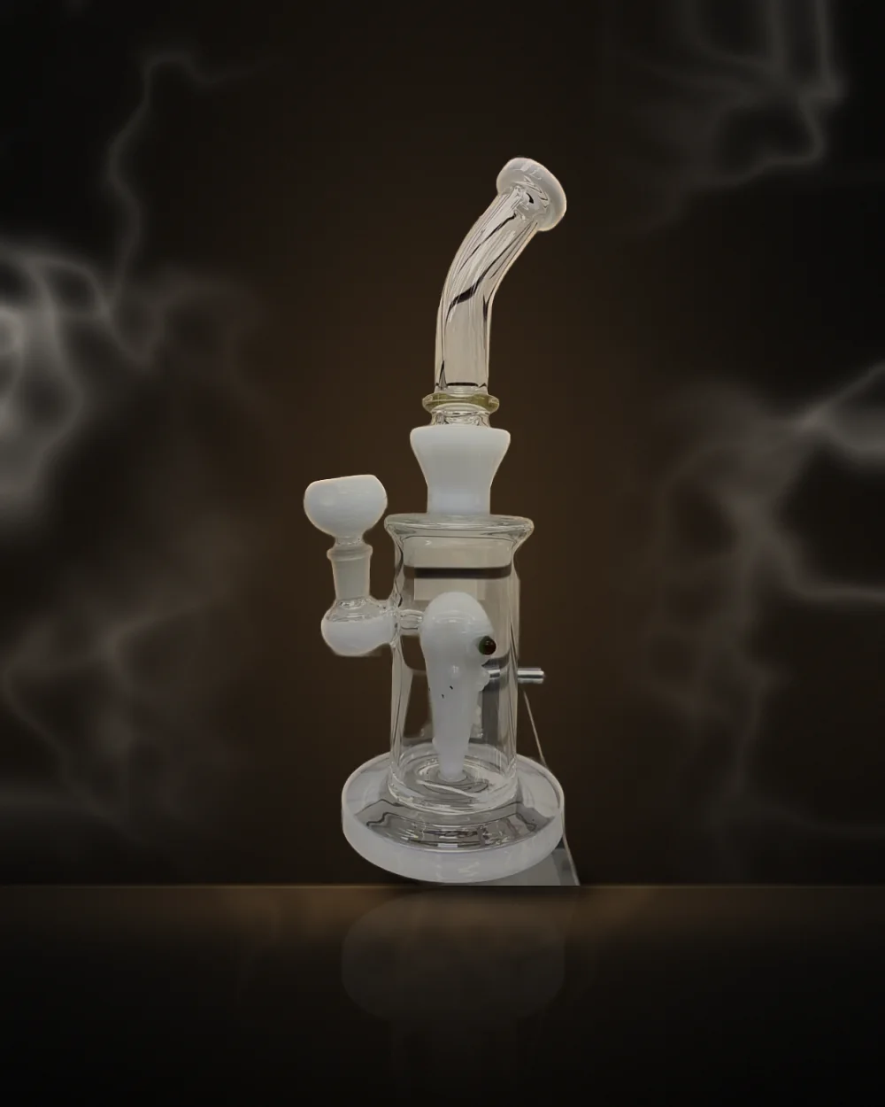 White Accent Bent-Neck Perc Bong White Accent Bent-Neck Perc Bong at Way~Up Smoke Houston